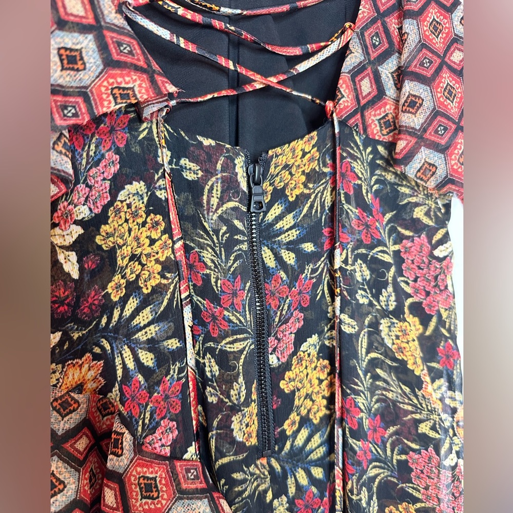 LIKE NEW ALICE + OLIVIA Laverne Asymmetric Ruffled Dress 0-2 Extra Small Floral - Picture 8 of 13